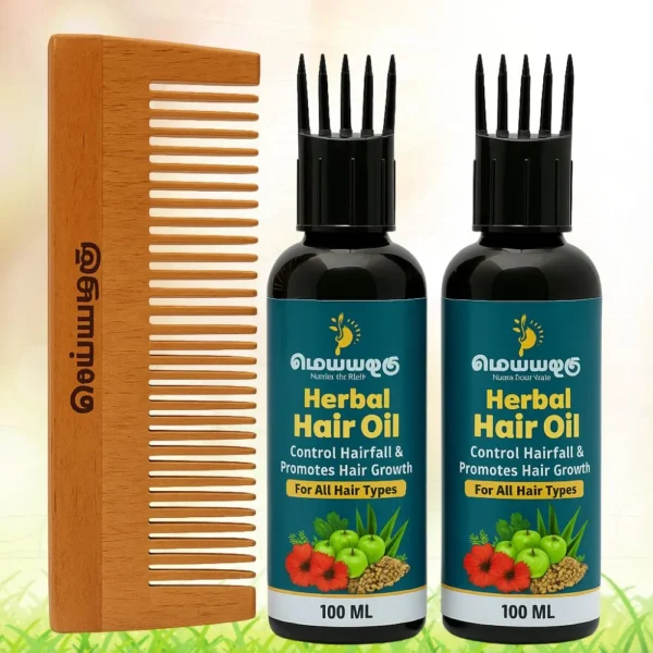 Herbal Hair Care Combo – 2 x 100ml Oils + Free Neem Comb! ✨